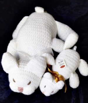 Mamma gatta e il suo cucciolo in lana